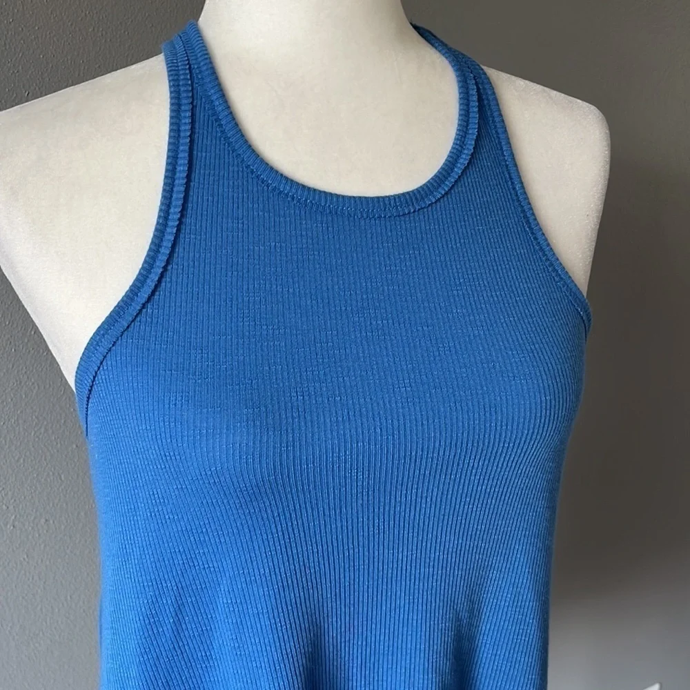 Free People Racer Back Ribbed Tank Blue - Picture 2 of 8